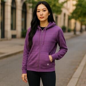 VOLCOM Purple Y2K Skater Striped Full Zip Gold Trim Hoodie Jacket SZ Small